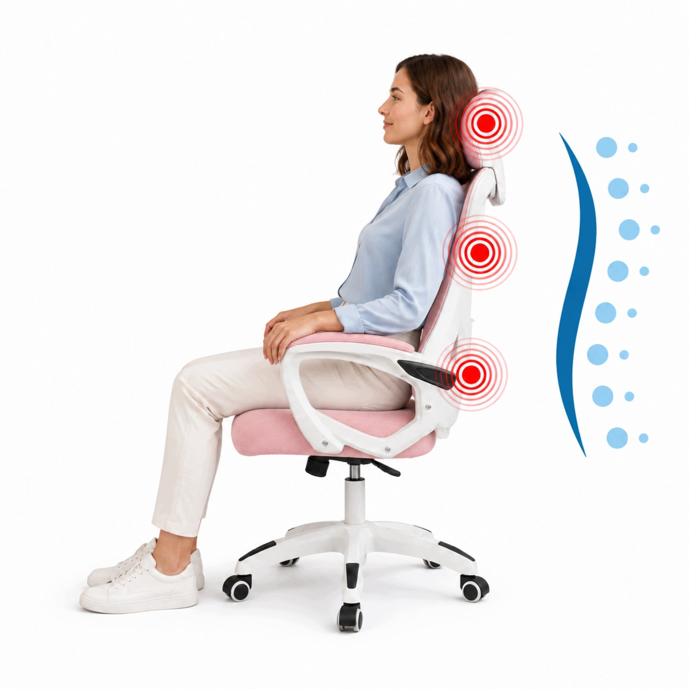 ERGONOMIC OFFICE SWIVEL CHAIR PINK ADJUSTABLE BREATHABLE Packaging status original