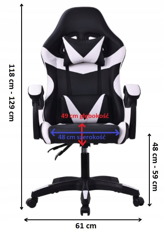 ERGONOMIC SWIVEL CHAIR GAMING CHAIR DRAGO WHITE Manufacturer code DRAGO