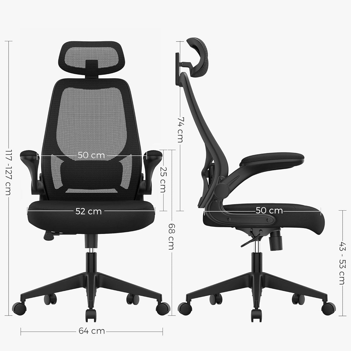 ERGONOMIC SWIVEL OFFICE CHAIR SONGMICS ADJUSTABLE MESH BLACK Manufacturer code OBN087B01V1