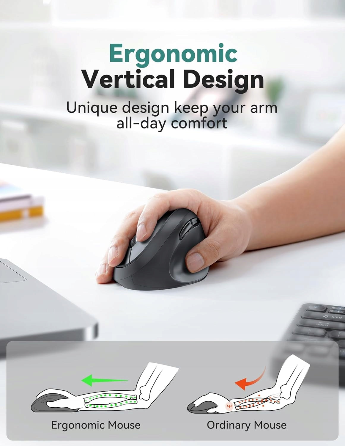ERGONOMIC VERTICAL WIRELESS MOUSE TECKNET TK-MS017 Packaging status original