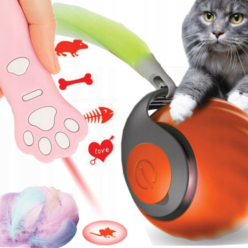 ESCAPING CAT BALL WITH ORNAMENTS LED VIBRATION USB TOY + LASER CAT