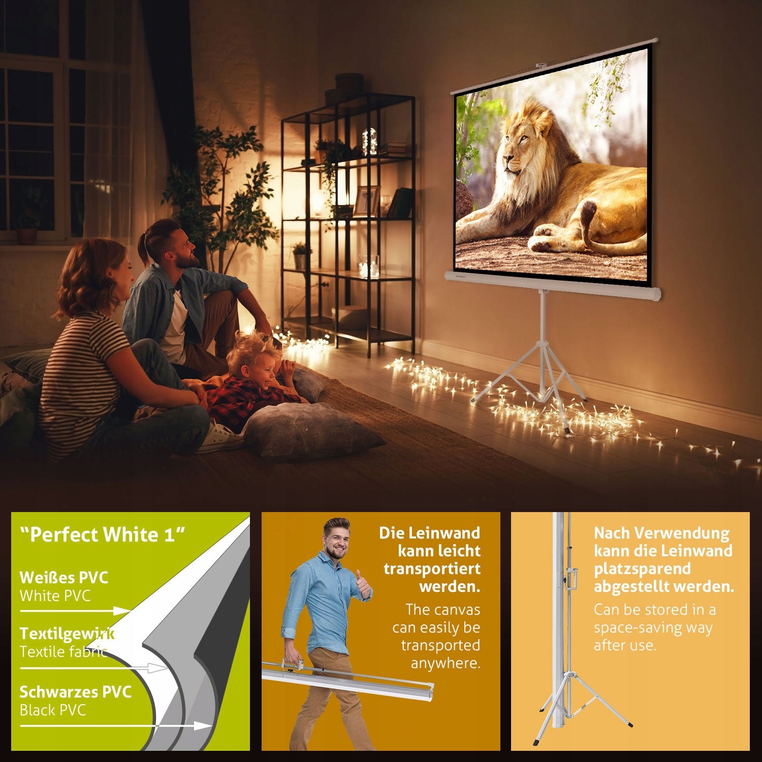 ESMART Economy EXS Tripod Projector Screen | 120 x 120 cm (67") format 1:1 EAN (GTIN) 4260634964161