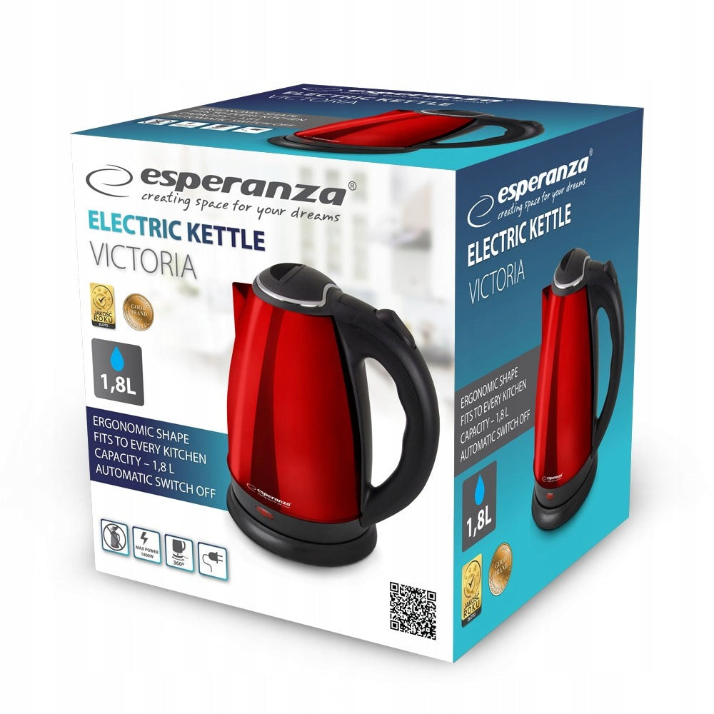 ESPERANZA ELECTRIC KETTLE VICTORIA 1.8 L RED EKK113R Brand Esperanza