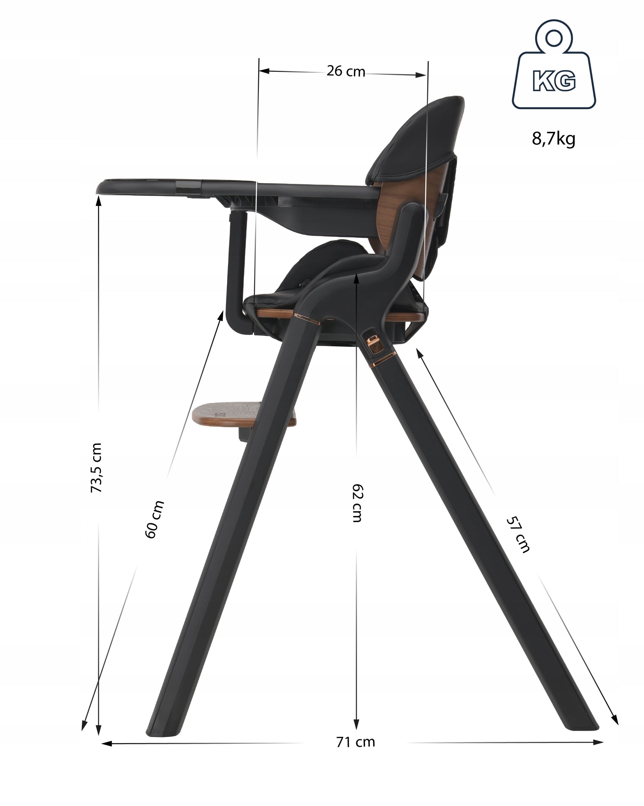 ESPIRO HIGH CHAIR 2IN1 ALLURE COLOR 11 TIMBER BLACK Manufacturer code ALLURE 11 TIMBER BLACK