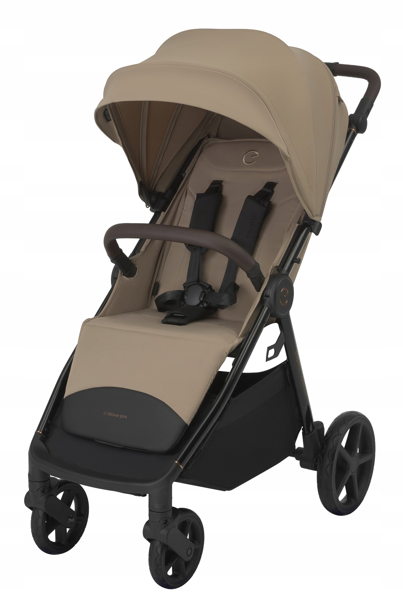 ESPIRO WAVE PRO STROLLER FOR BABY UP TO 22 KG LARGE WHEELS STROLLER Color black shades of brown and beige