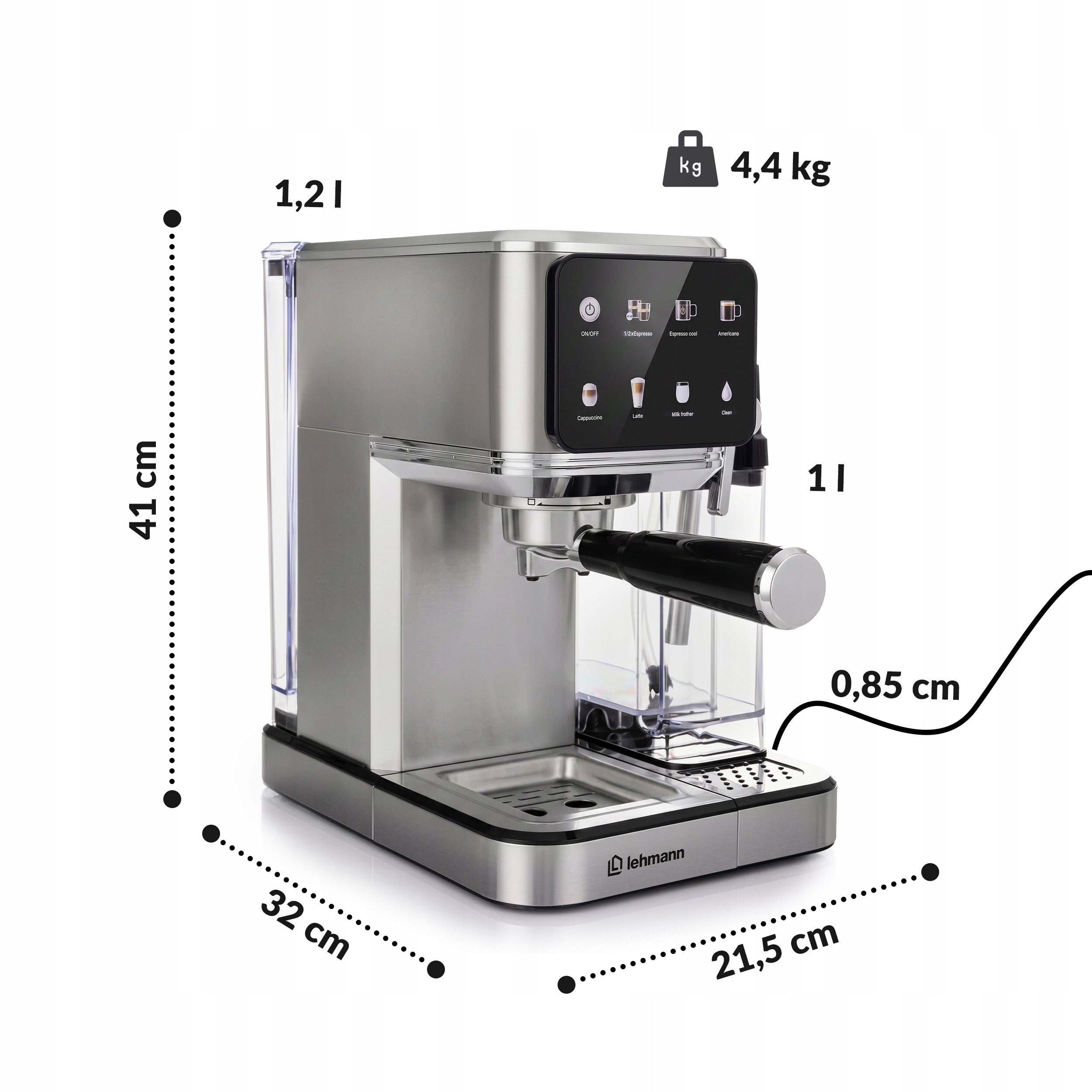 ESPRESSO MACHINE FOR COFFEE WITH A CONTAINER FOR FLASK MILK + CAPSULES Manufacturer code EKSPRES DO KAWY CIŚNIENIOWY KOLBOWY KAPSUŁKI
