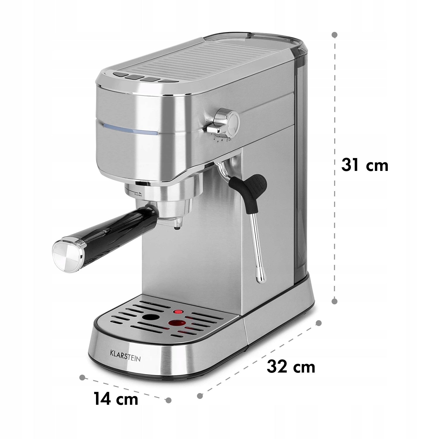 ESPRESSO MACHINE FOR FLASK COFFEE 1450W 20BAR 1,25L FROTHER SILVER Brand Klarstein