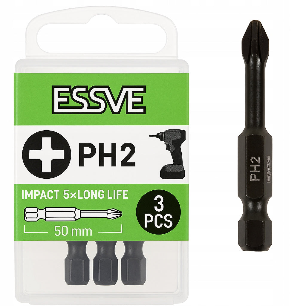 ESSVE IMPACT PH2 BITS 50mm 3pcs.