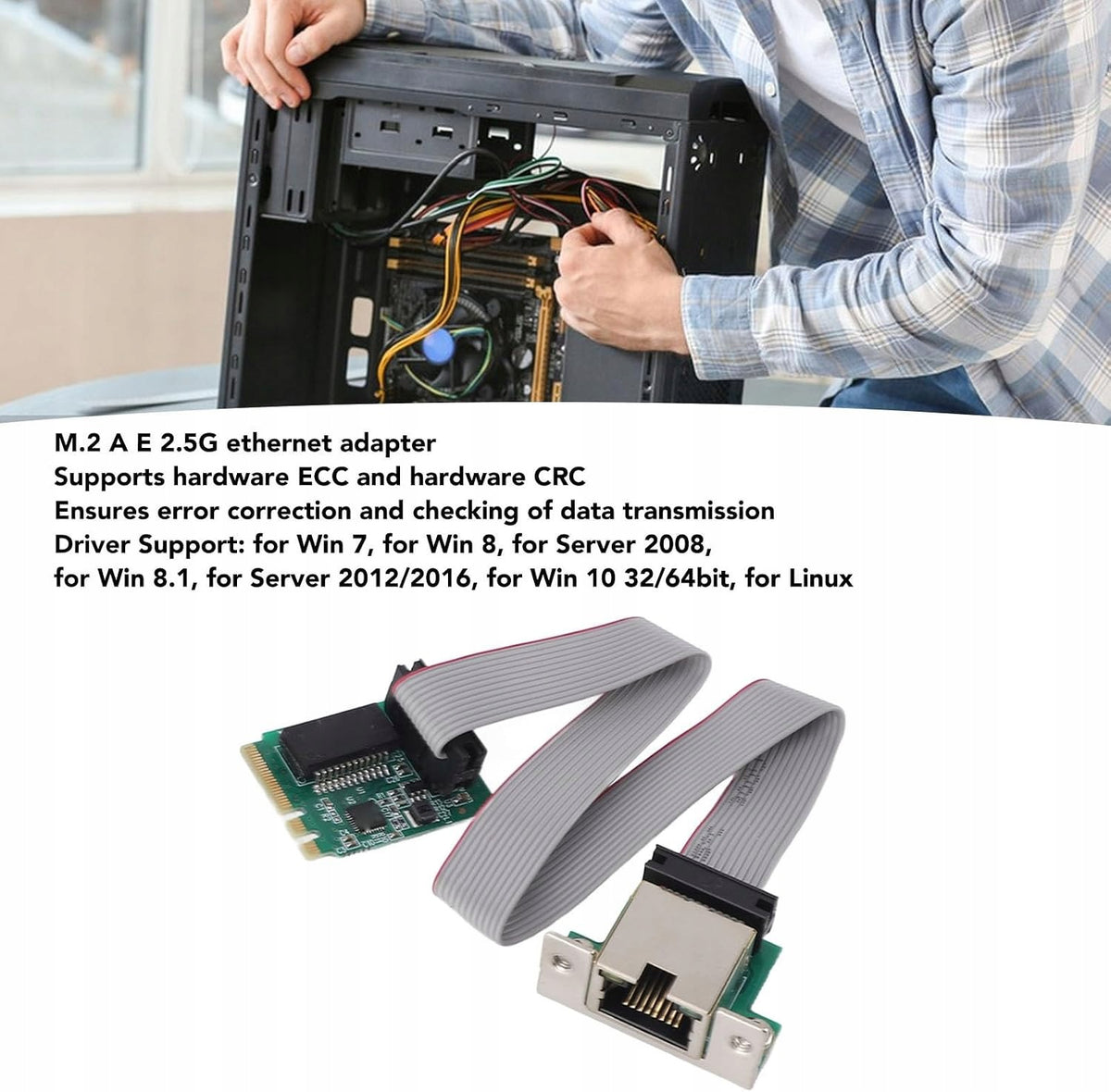 ETHERNET CARD 2,5G M.2 A+E RJ45 GIGABIT Manufacturer code KARTA SIECIOWA ETHERNET 2.5G M.2 GIGABIT