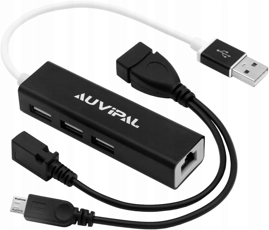 ETHERNET LAN ADAPTER WITH 3 USB PORTS FOR TV STREAMING