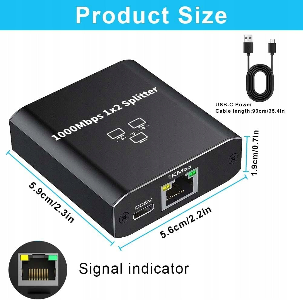 ETHERNET SPLITTER 1 TO 2 RJ45 GIGABIT 1000MB/S USB-C Manufacturer no brand