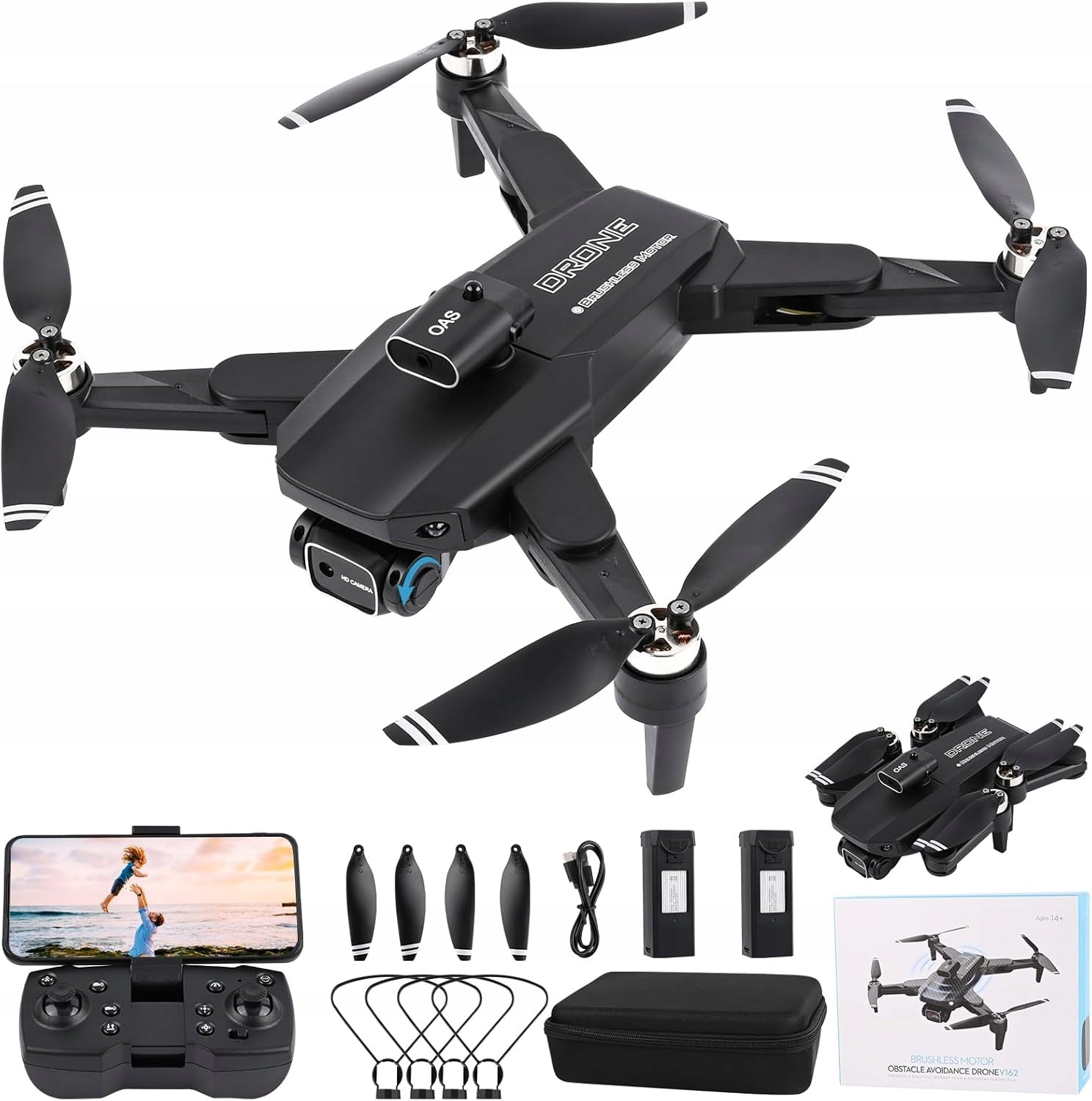 EUAKEE DRONE 1080P FPV WIFI WITH 2 BATTERIES AVOID OBSTACLE 3D FLIP