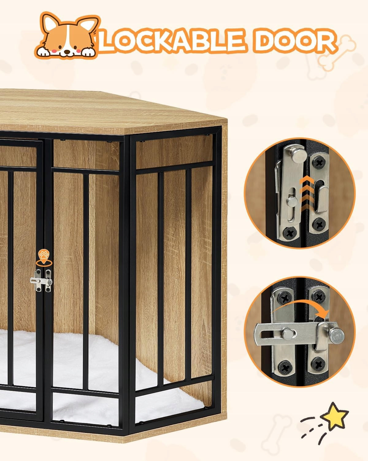 EUGAD CORNER DOG PLAYPEN HOME CAGE CABINET BOOKCASE 111 X 67 X 60 CM Brand Eugad