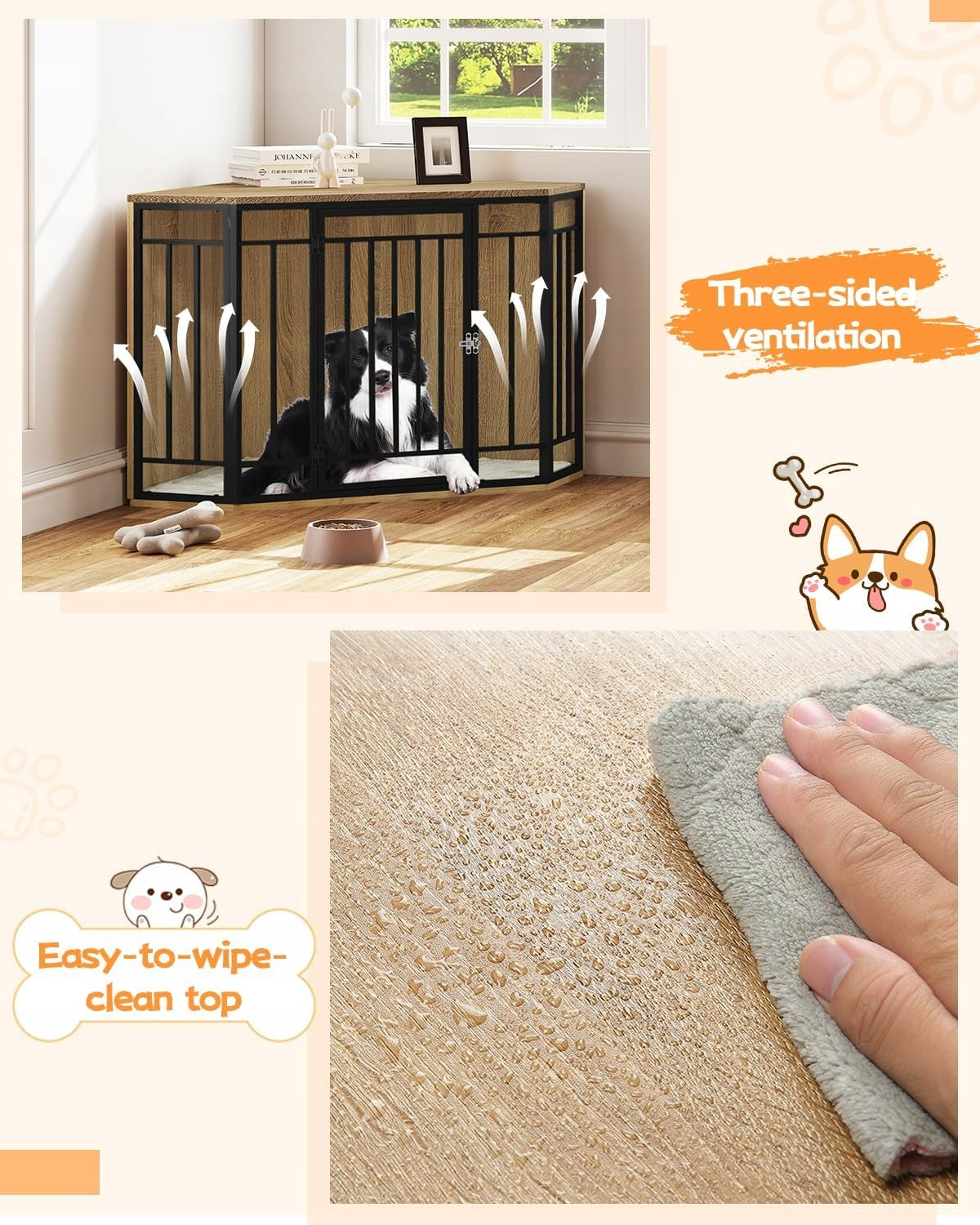 EUGAD CORNER DOG PLAYPEN HOME CAGE CABINET BOOKCASE 111 X 67 X 60 CM Trade name KLATKA