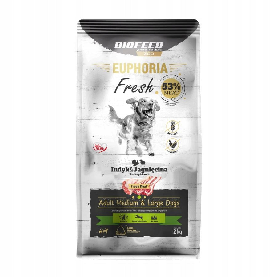 EUPHORIA FRESH MEAT Dog food TURKEY LAMB Size M/L 2KG Manufacturer code 6111175718