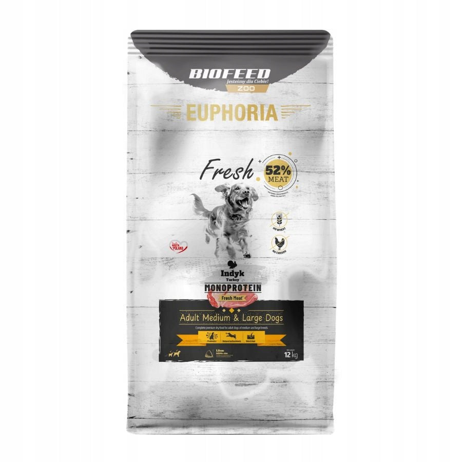 EUPHORIA FRESH MEAT Dog food TURKEY MONOPROTEIN Size M/L 12KG Manufacturer code 6111177786
