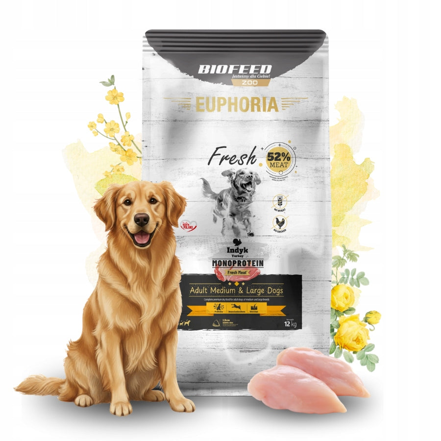 EUPHORIA FRESH MEAT Dog food TURKEY MONOPROTEIN Size M/L 12KG