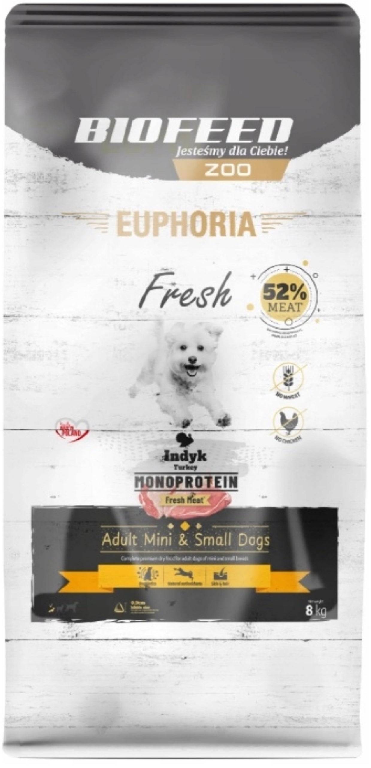EUPHORIA FRESH MEAT Dry dog food mini small breed MONO TURKEY XS/S 8kg