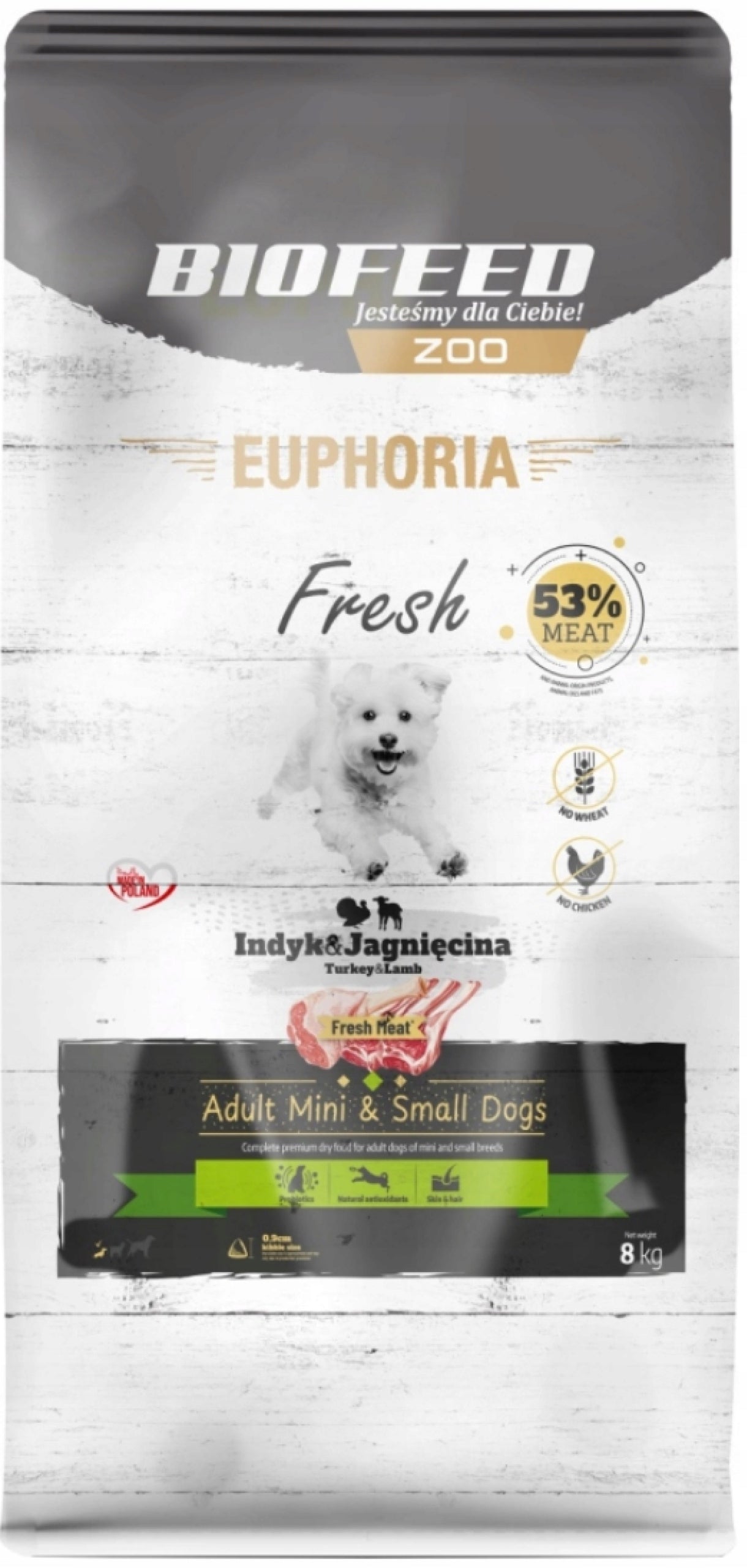 EUPHORIA FRESH MEAT Small Breed Dog Food TURKEY with LAMB XS/S 8kg
