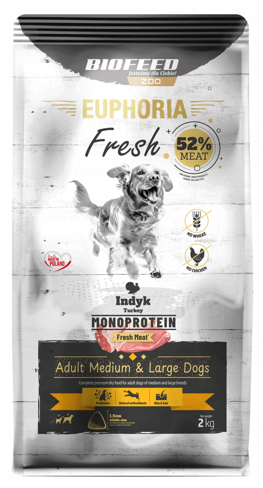 EUPHORIA Fresh Turkey Monoprotein L/XL 2 kg