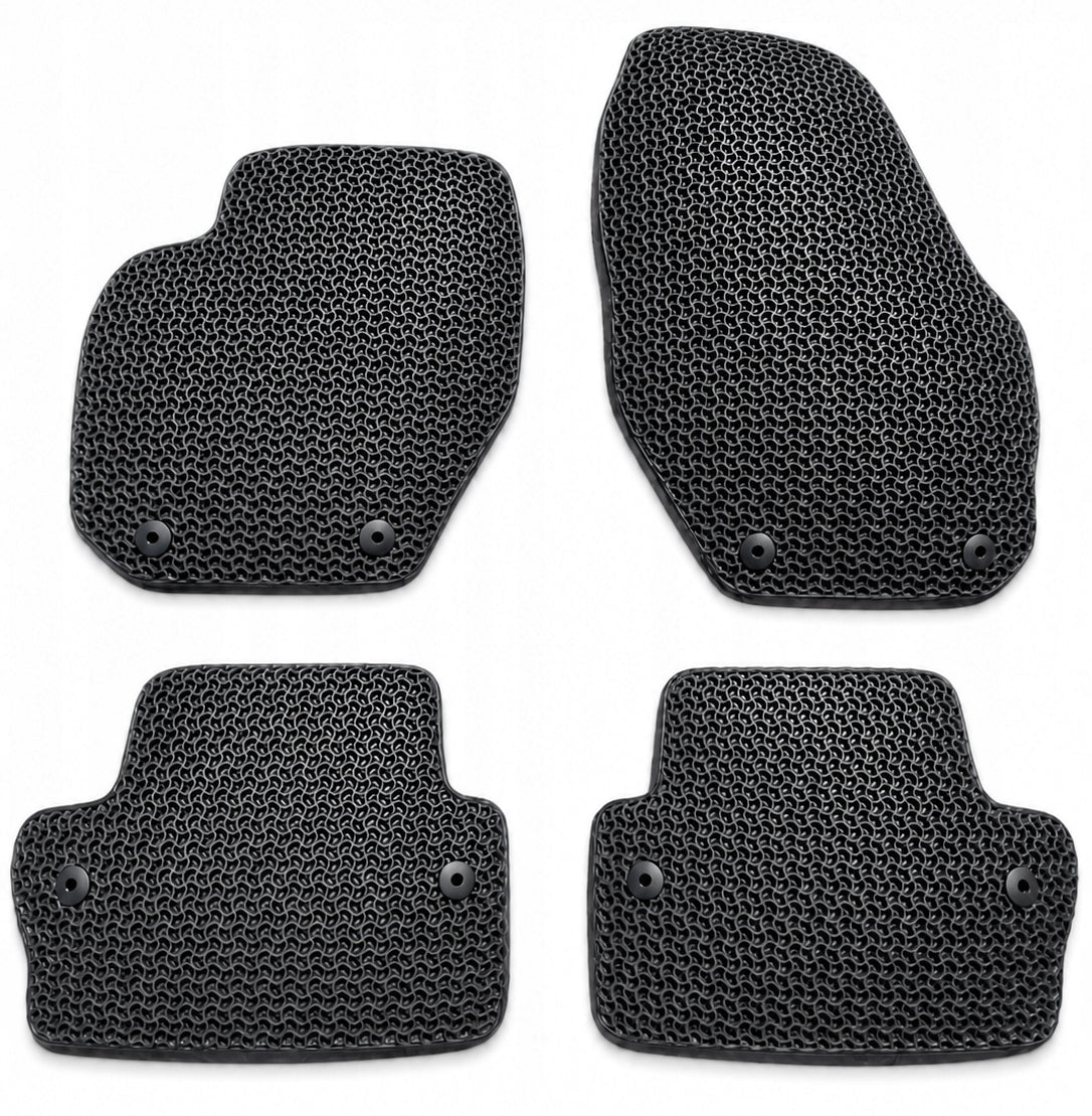 EVA Car Rugs – Thick, Black, Customized, Waves, Black Leather