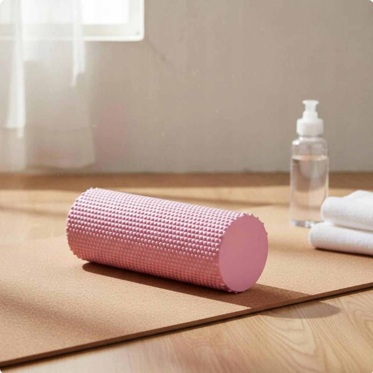 EVA Foam Roller Medium Density Pilates Exercise Roller Back Pink 60x10cm Packaging status original
