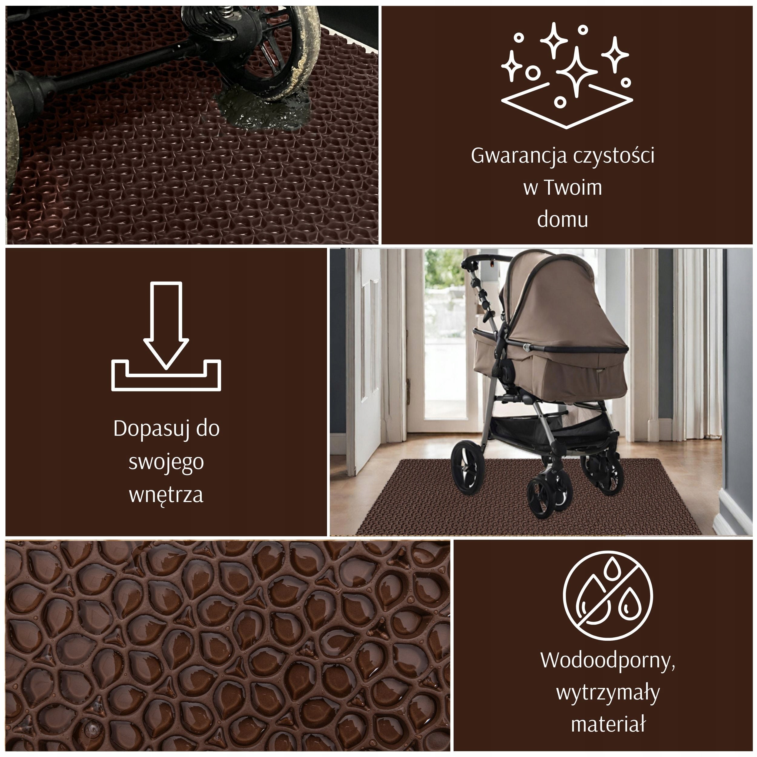 EVA MAT HOME Baby Stroller Protective Rug 100x70 - BROWN Brand no brand