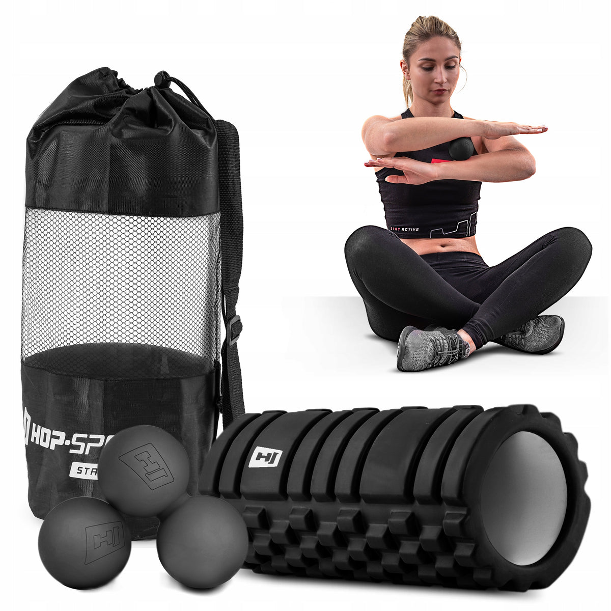 EVA roller massage silicone ball set with double projections