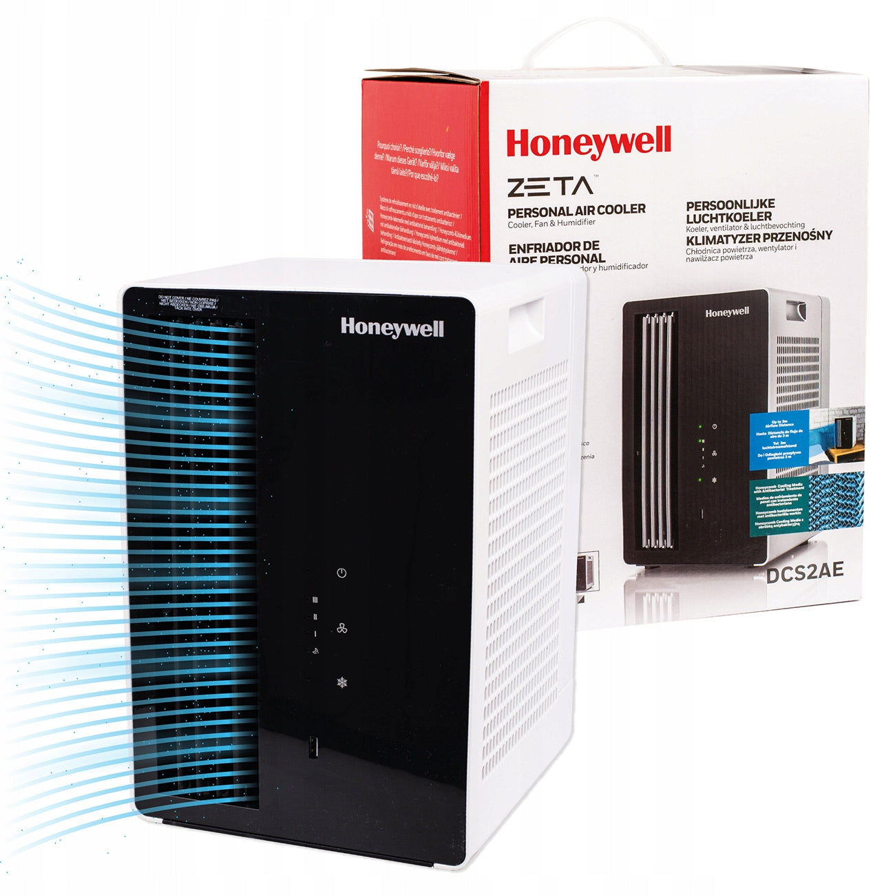 EVAPORATIVE AIR CONDITIONER DESK FAN HUMIDIFIER HONEYWELL ZETA WHITE