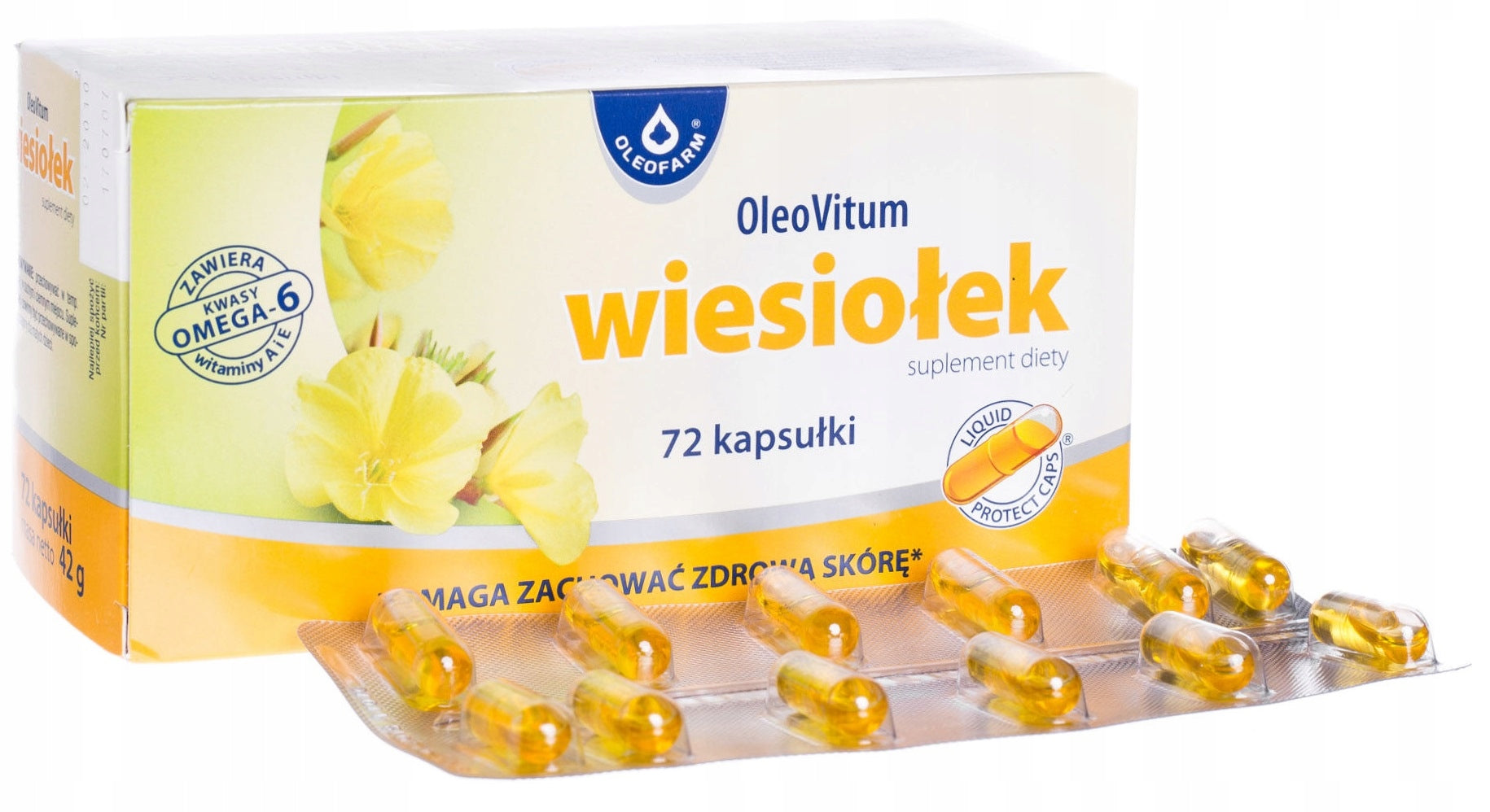 EVENING PRIMROSE OLEOFARM* 72 CAPS. HEALTHY AND BEAUTIFUL SKIN