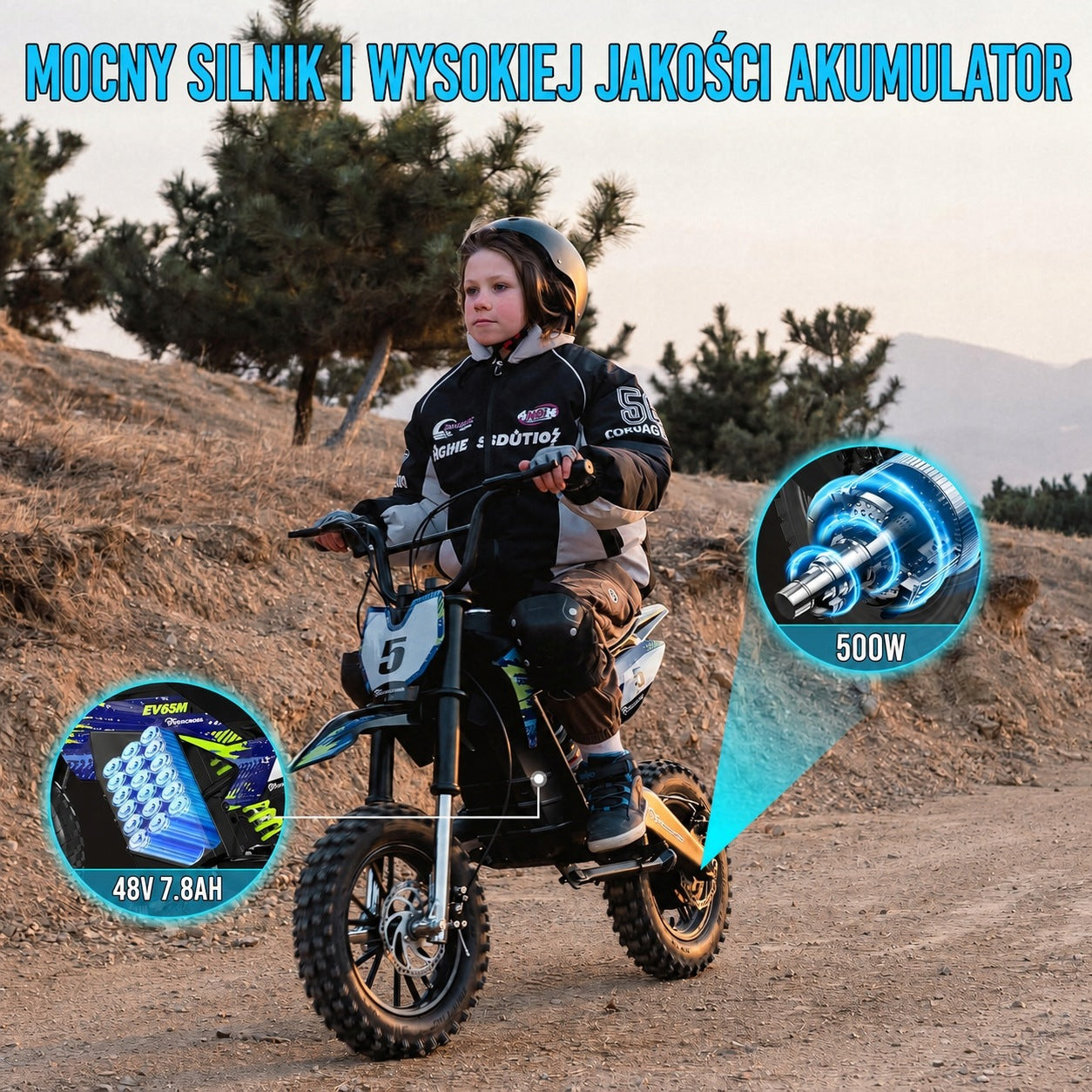 EVERCROSS EV65M Electric Motorcycle 500W 10-30 km/h 14 inches 2 shock absorbers Brand Evercross