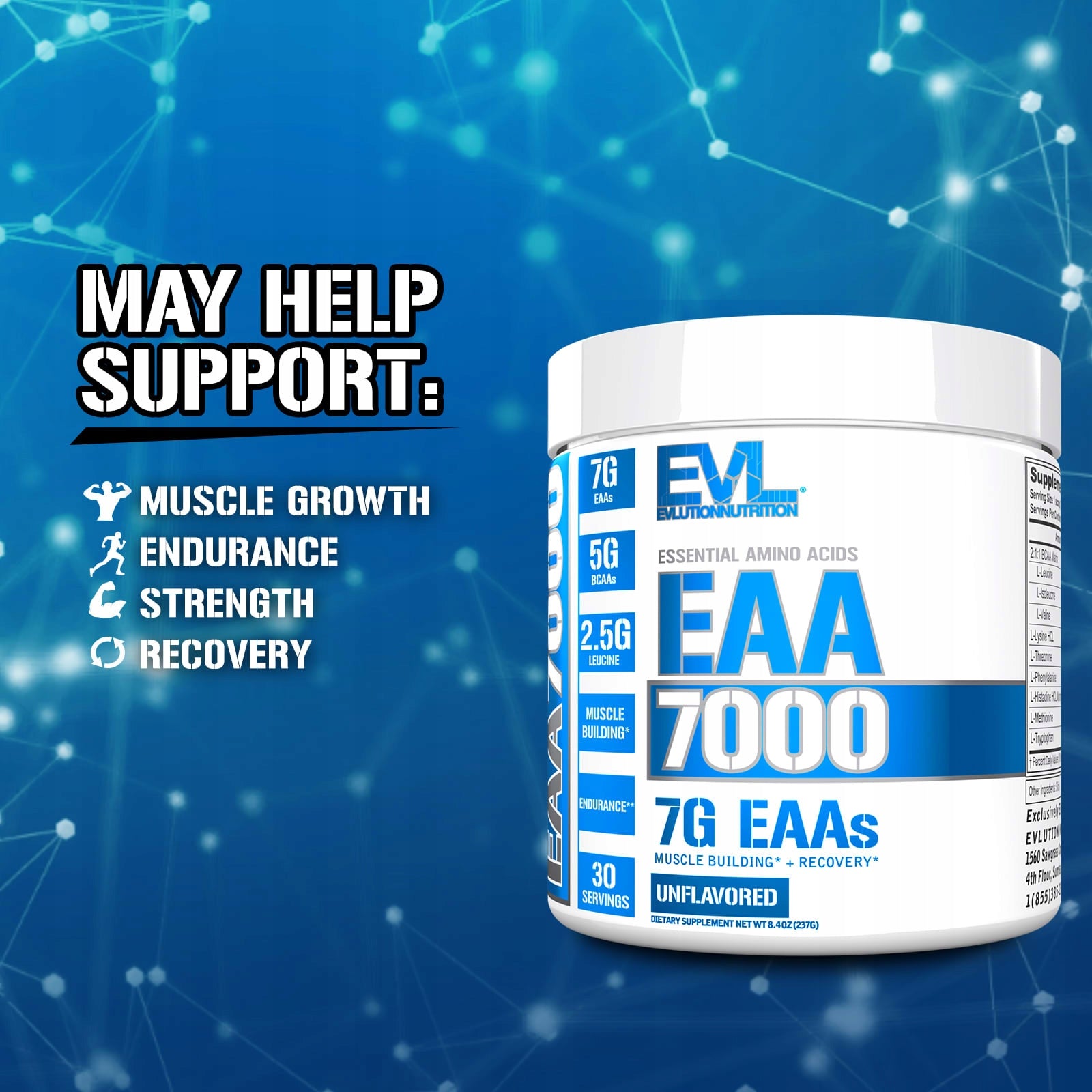 EVLution Nutrition, EAA 7000, non-aromatized, 237 g Brand Evlution Nutrition