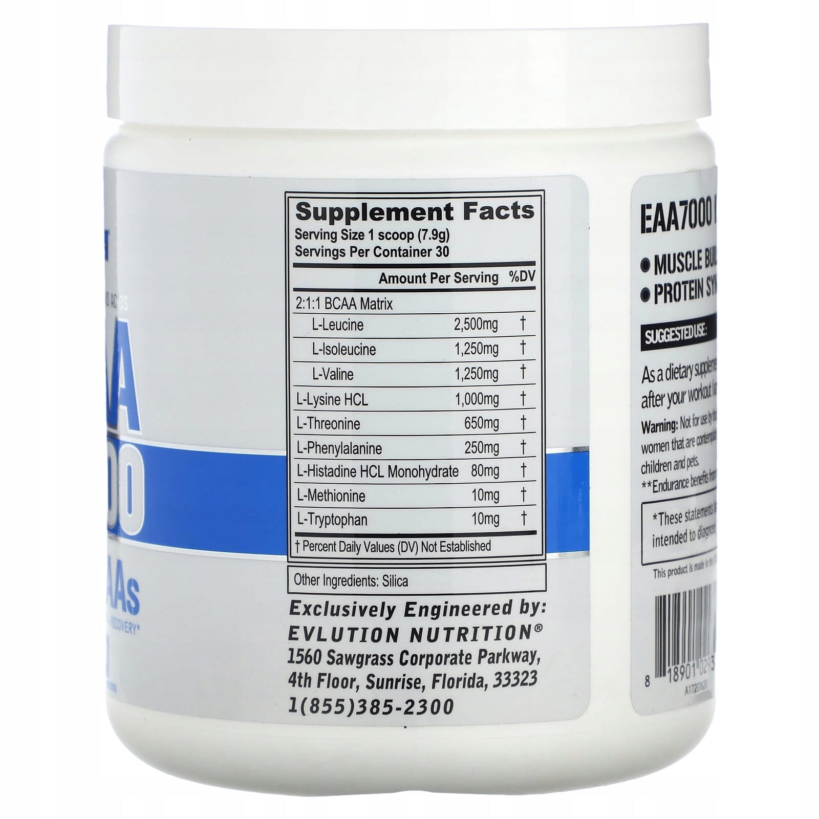 EVLution Nutrition, EAA 7000, non-aromatized, 237 g Expiration date at least 3 months from the date of purchase