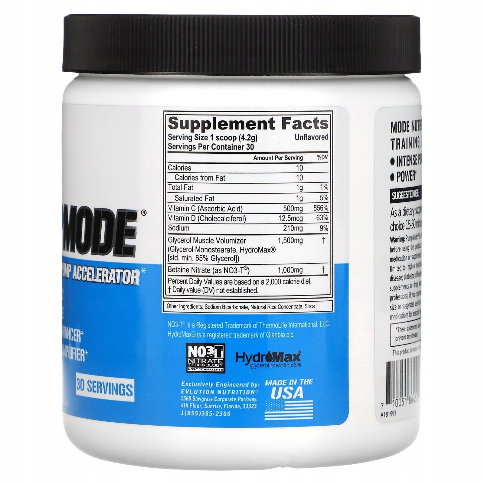 EVLution Nutrition, PumpMode, unstimulated pump accelerator, tasteless Expiration date at least 3 months from the date of purchase