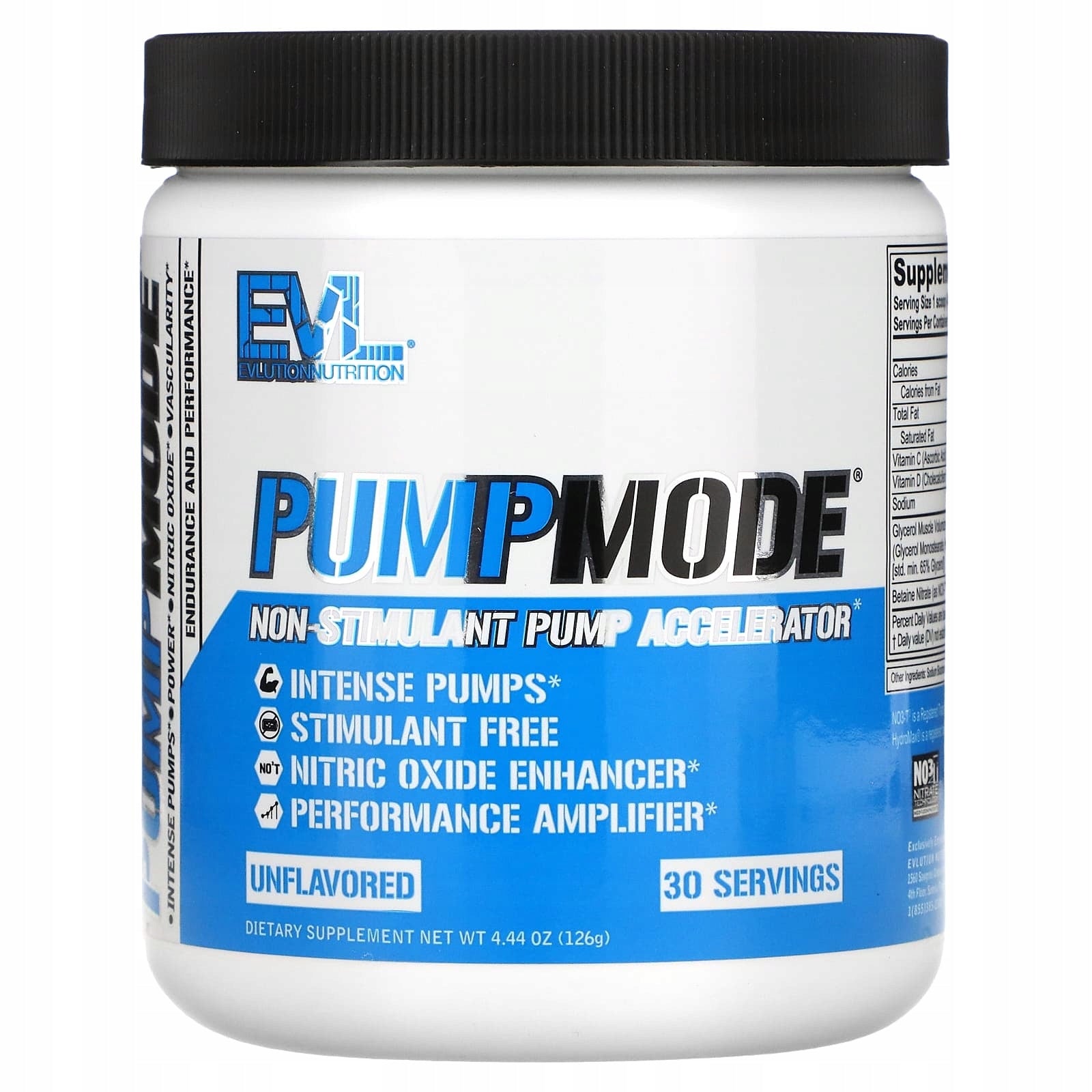EVLution Nutrition, PumpMode, unstimulated pump accelerator, tasteless