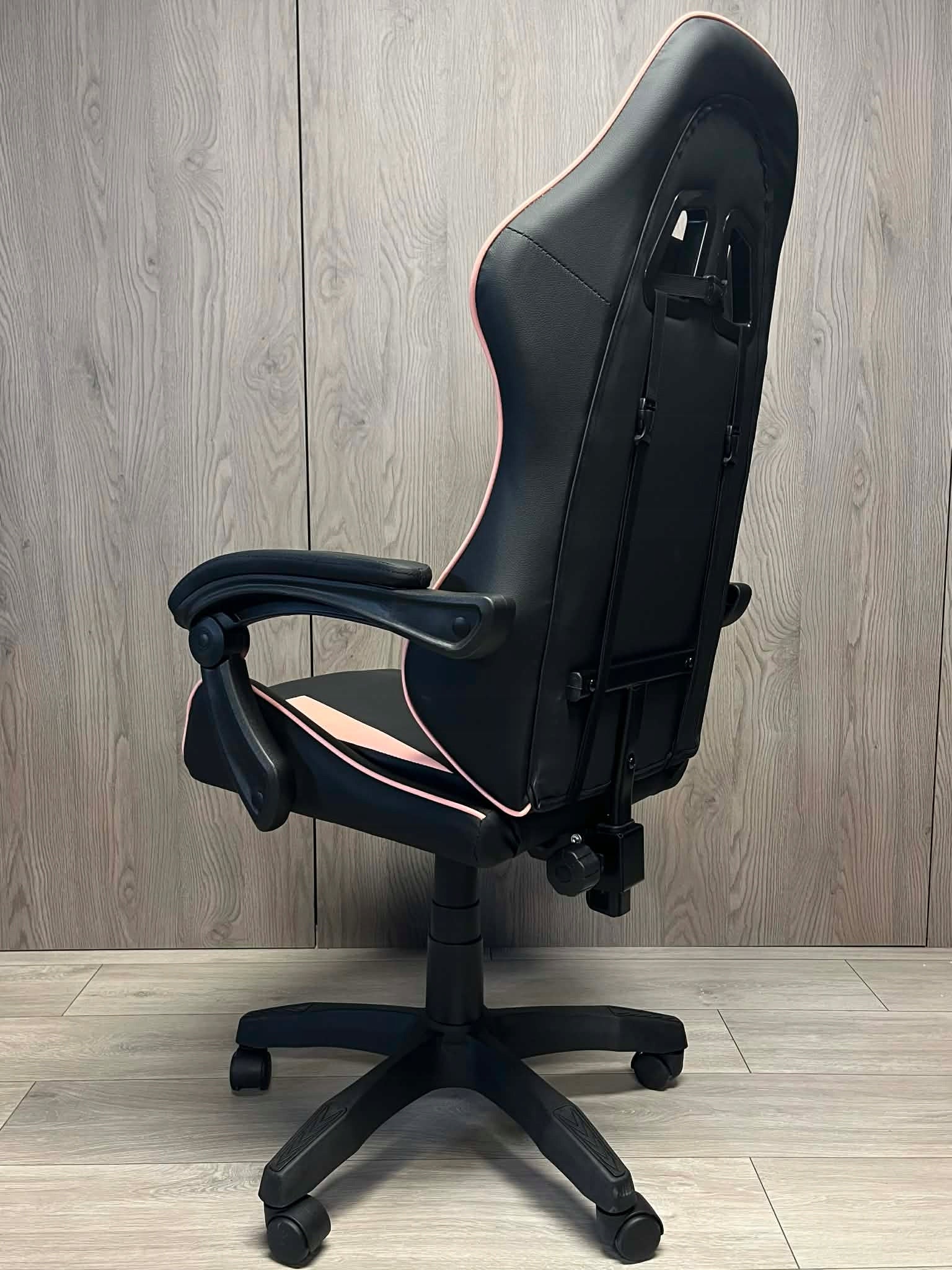 EVO Gaming Chair Swivel Faux Leather for Gaming Black Pink for Desk Furniture depth 55 cm