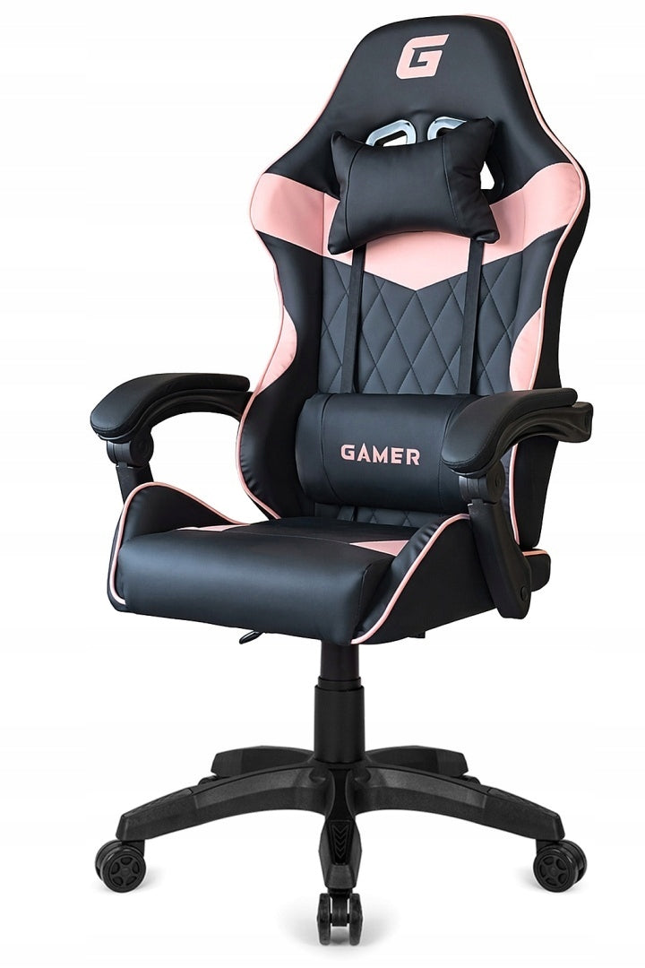 EVO Gaming Chair Swivel Faux Leather for Gaming Black Pink for Desk Manufacturer code EVO1-EVO-BLACK-PINK-PU
