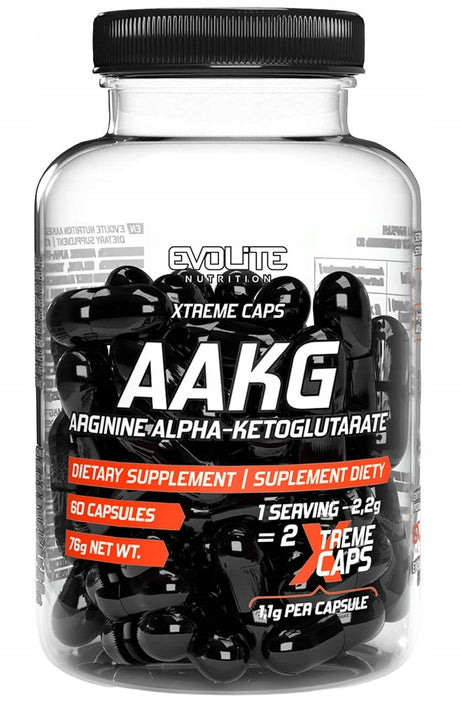 EVOLITE AAKG Xtreme 60caps Arginine Pretrendog Nitrogen Oxide Booster