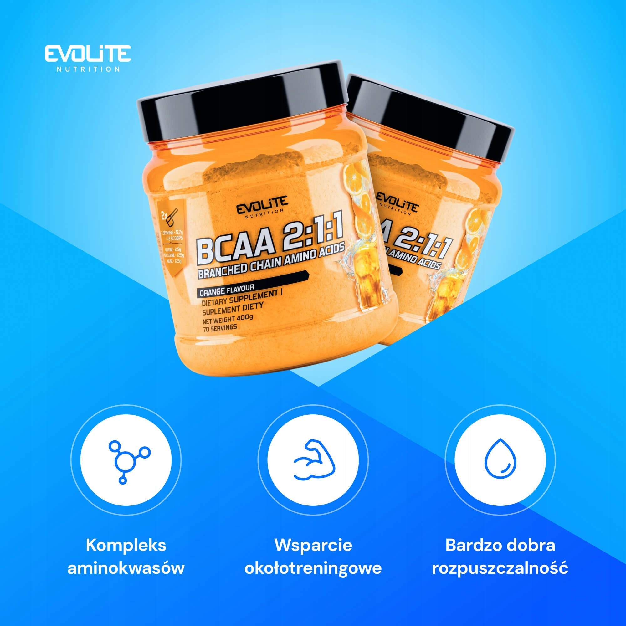 EVOLITE BCAA 2:1:1 400g AMINO ESSENTIAL AMINO ACIDS Leucine Manufacturer code EVO110