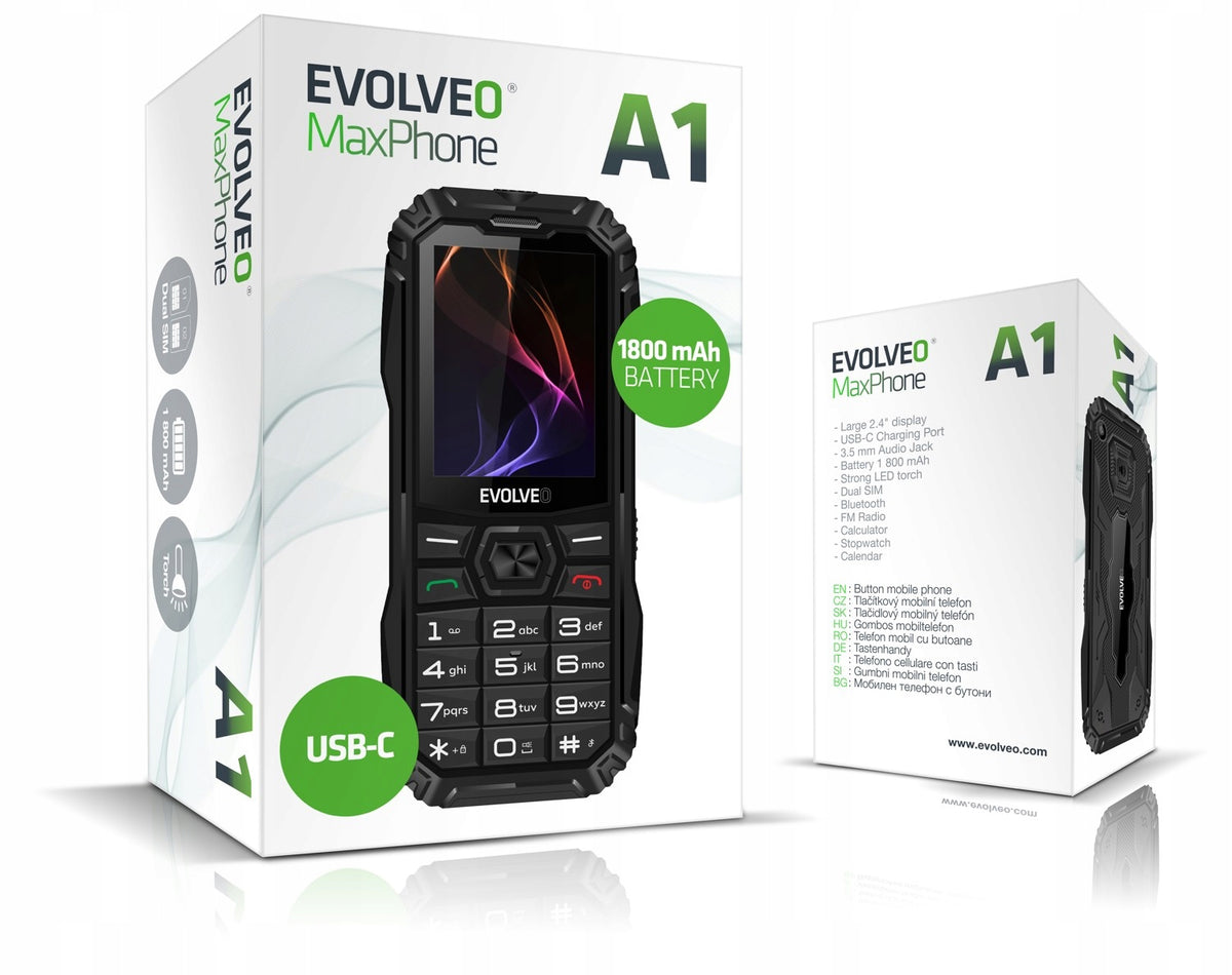 EVOLVEO MaxPhone A1, tlačítkový Dual SIM telefon, černý Brand Evolveo
