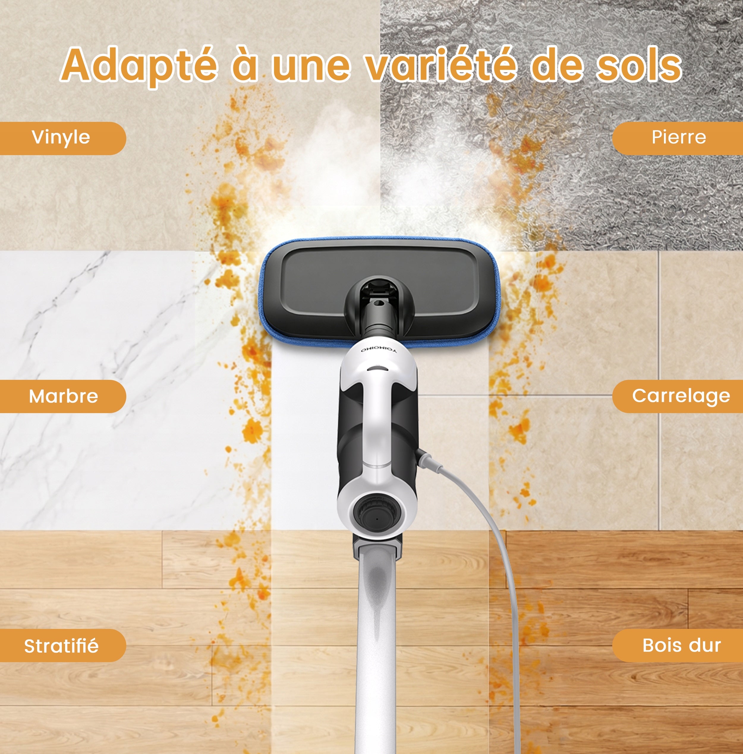 EX-101 Steam Mop & Handheld | 1500W 3 Levels 380ml 5m Cord 8 Tools Model STM-EX-101-CE