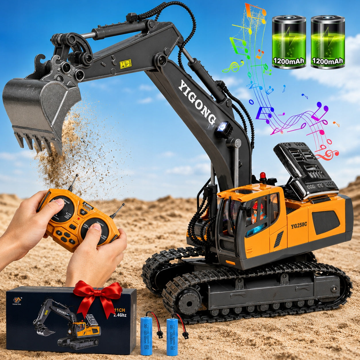 EXCAVATOR ON TRACKS REMOTE CONTROLLED ON REMOTE CONTROL SPYCH CAR BATTERY Brand Woopie