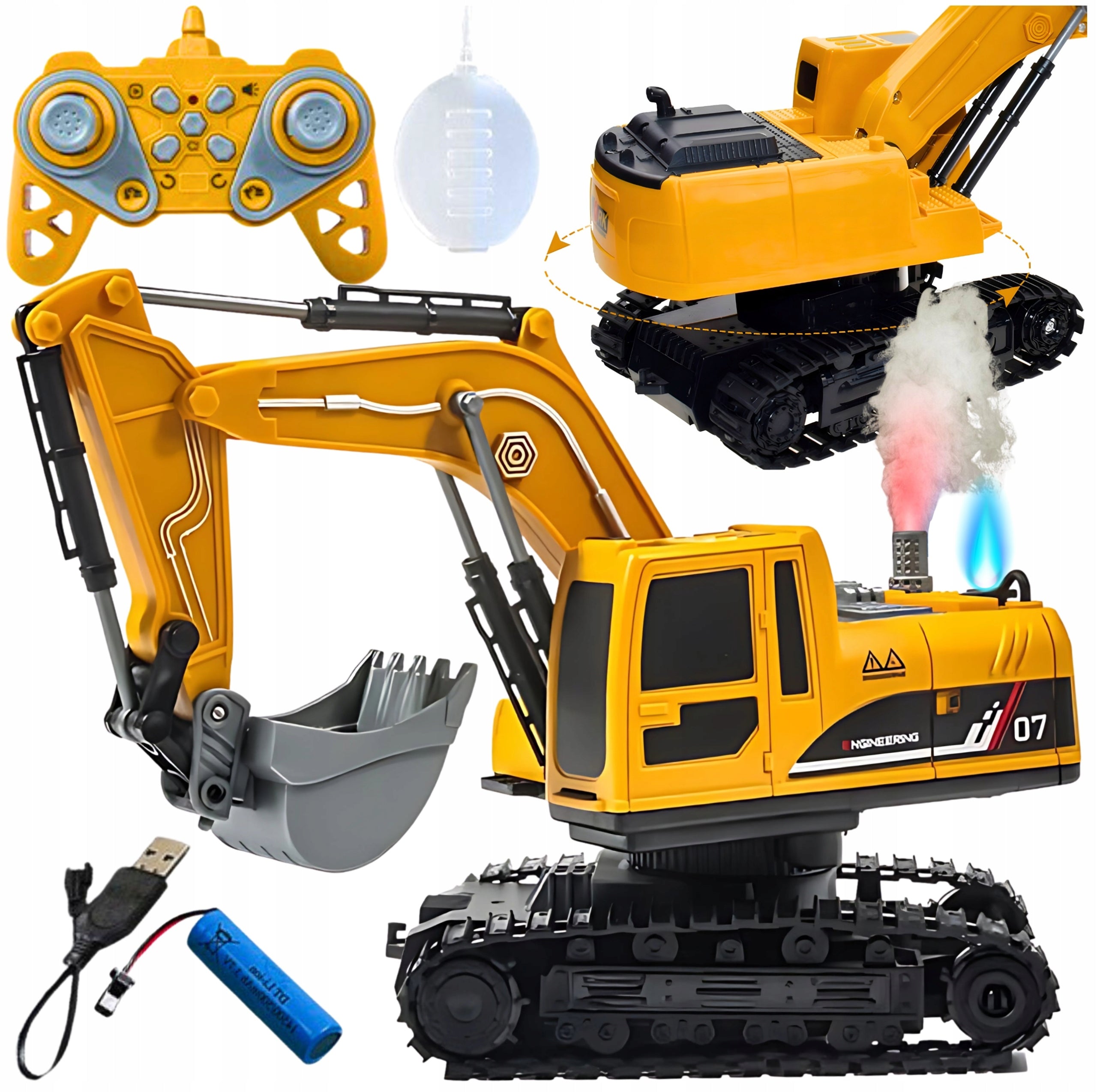 EXCAVATOR REMOTE CONTROLLED ON TRACKS TOY WITH SMOKE 1:22 R/C REMOTE CONTROL
