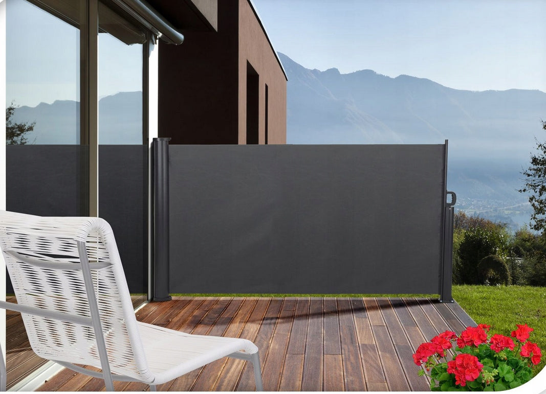 EXCELLENT HOUSEWARE SIDE AWNING TERRACE BALCONY 3x1,6 M EXTENDABLE ADJUSTMENT Color black
