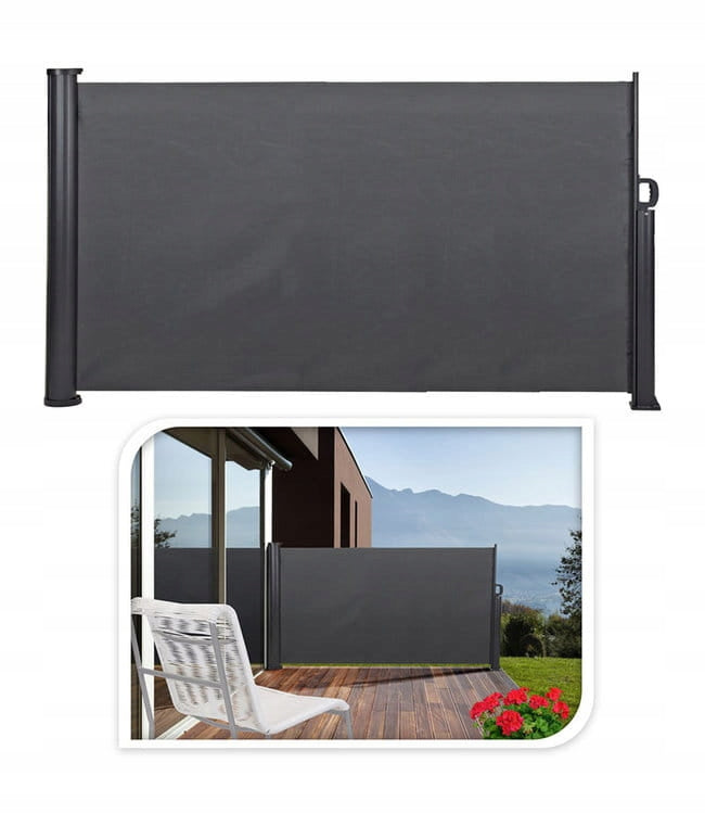 EXCELLENT HOUSEWARE SIDE AWNING TERRACE BALCONY 3x1,6 M EXTENDABLE ADJUSTMENT Diameter/width 160 cm
