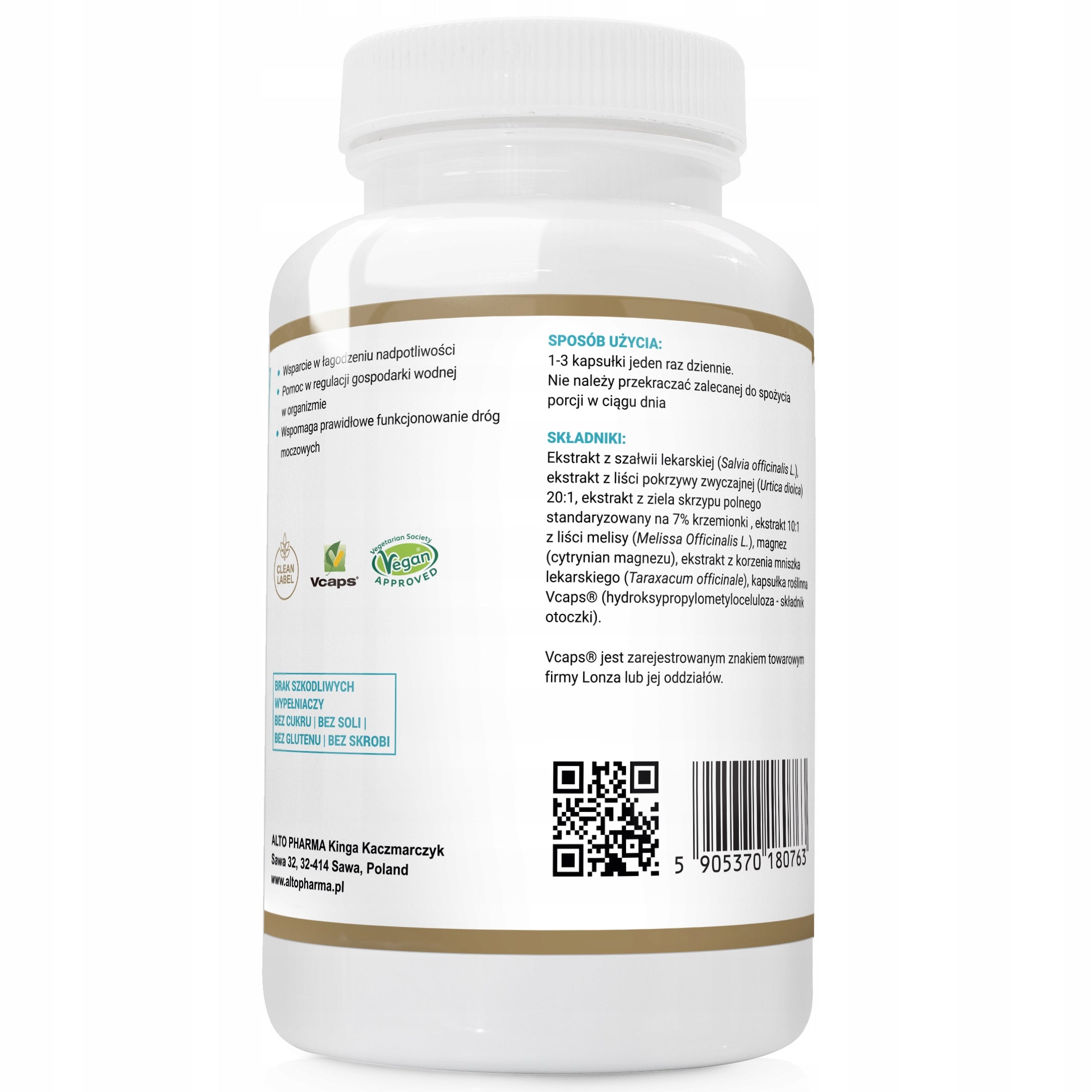 EXCESSIVE SWEATING Horsetail Sage Dandelion STOP POT Alto Pharma 90 kaps. Brand Alto Pharma