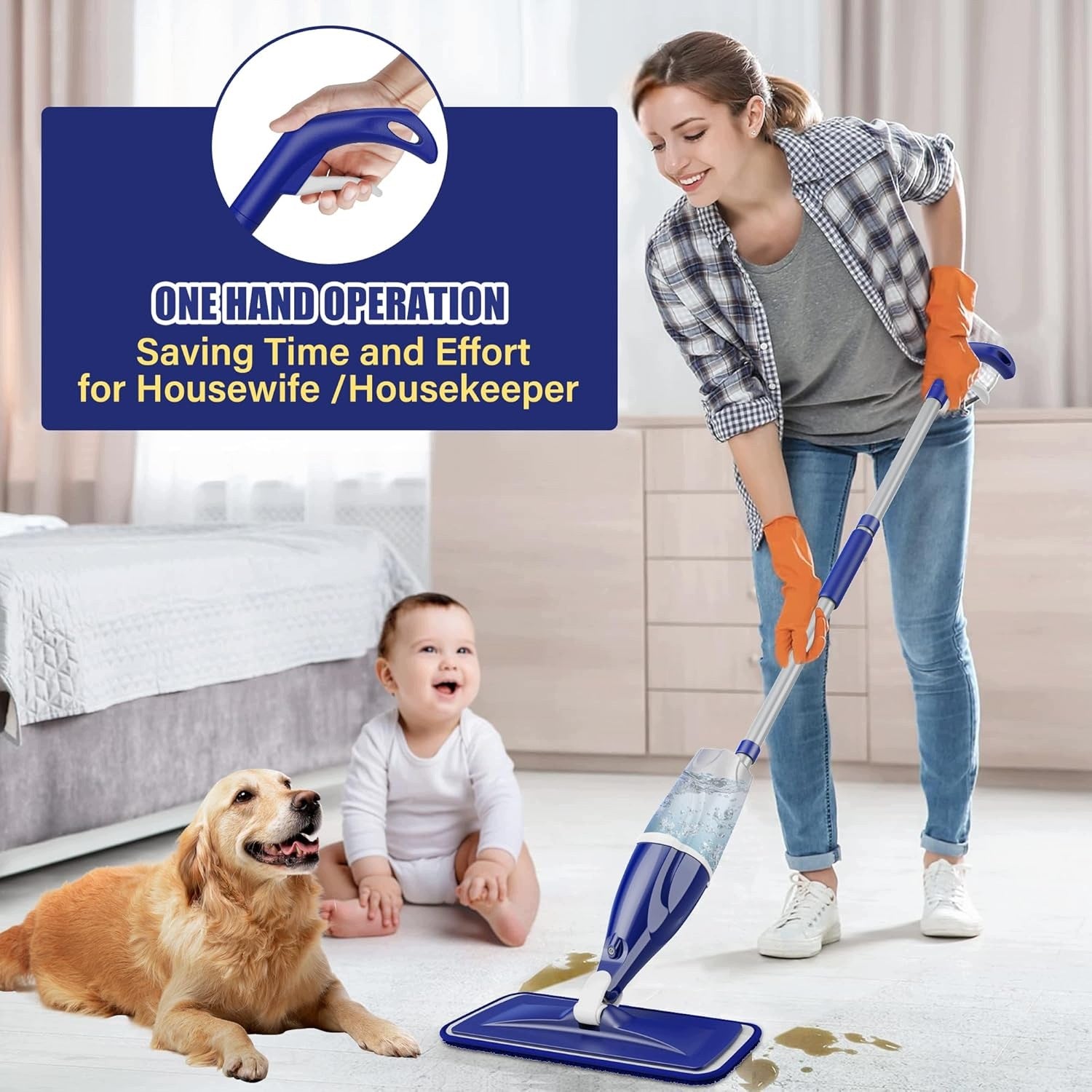 EXEGO Microfiber Floor Mop, 4 Reusable Pads Brand EXEGO