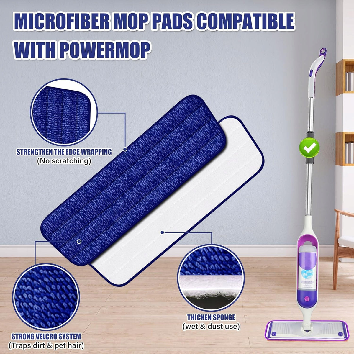 EXEGO Microfiber Floor Mop, 4 Reusable Pads Manufacturer code EBPP2400