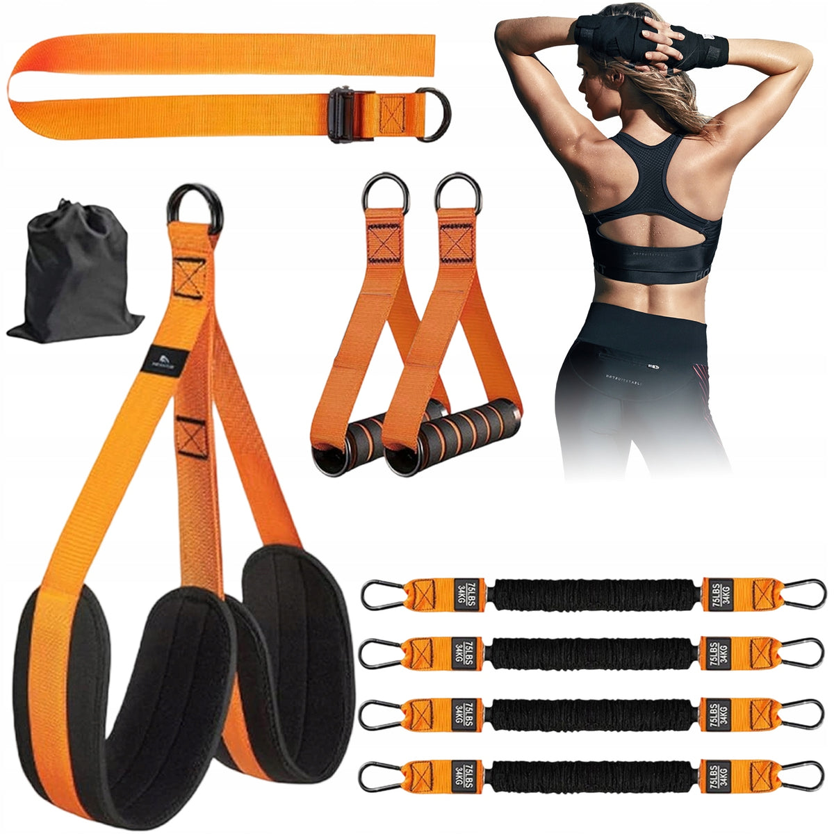 EXERCISE BELTS SET ADJUSTABLE RESISTANCE BANDS TRAINING CALISTHENICS