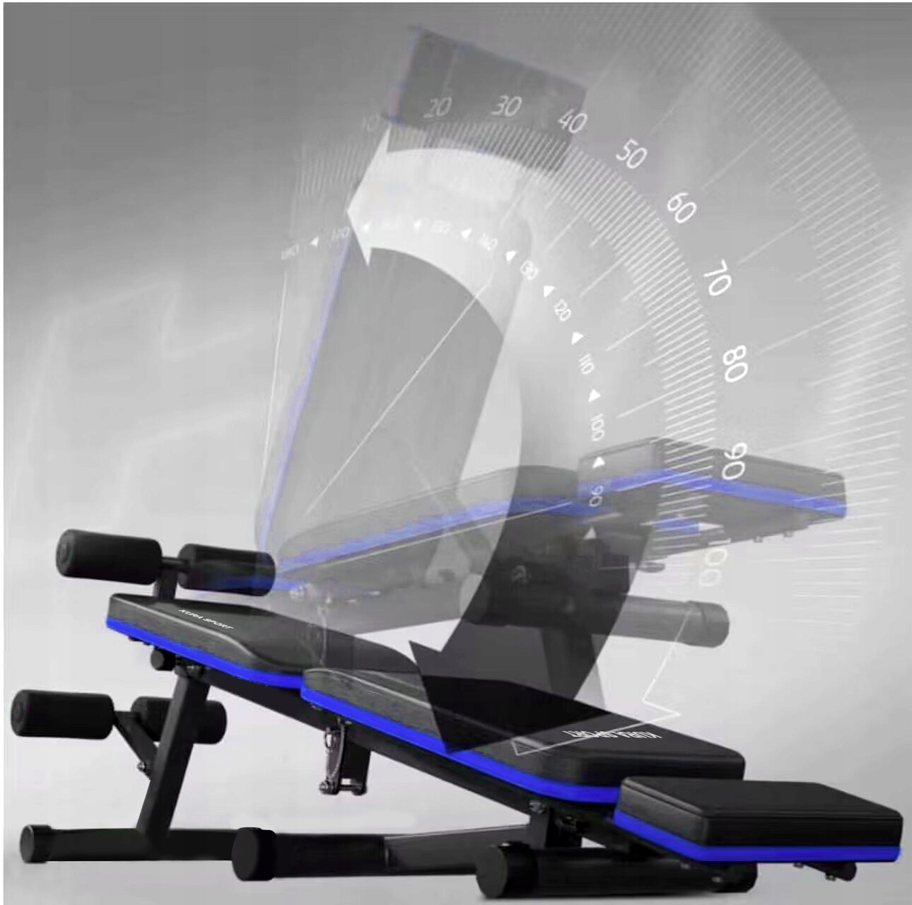 EXERCISE BENCH ADJUSTABLE FOLDING KURA SPORT For for biceps muscle for crunches for back for chest muscles for leg muscles for triceps muscle for barbell multifunctional